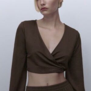 ZARA embroidered wrap top size medium